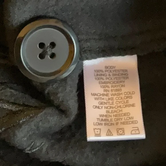 Susan Graver Black Button up Coat with floral embroidery - Picture 5 of 7